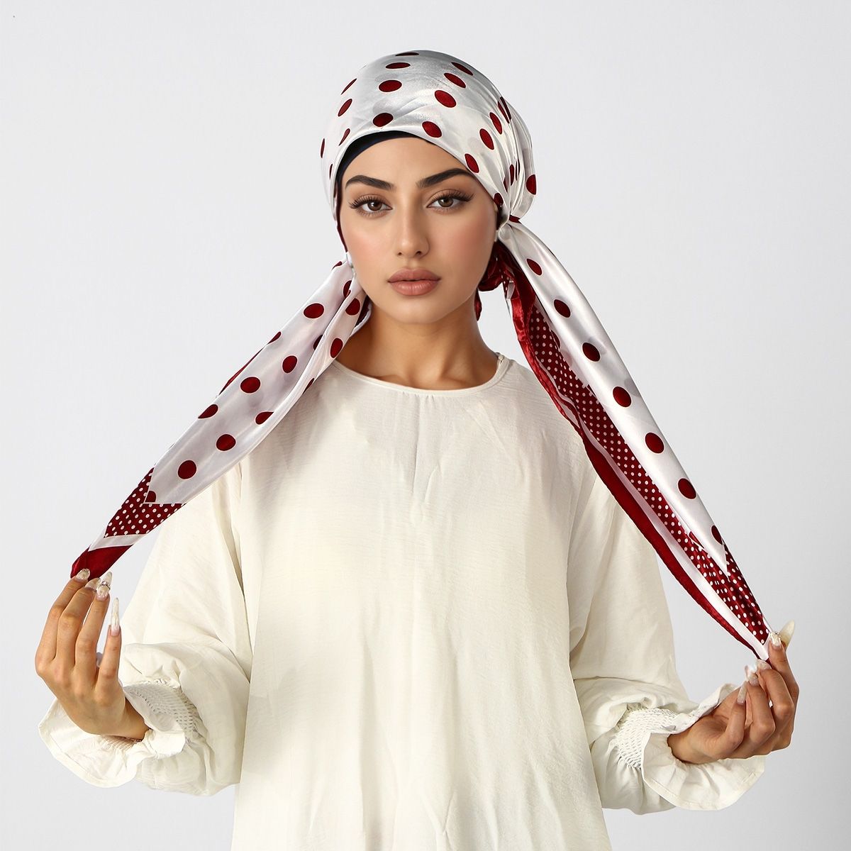 Satin Hair Bonnet - Hiyab Instantáneo con Estampado Musulmán, Gorro