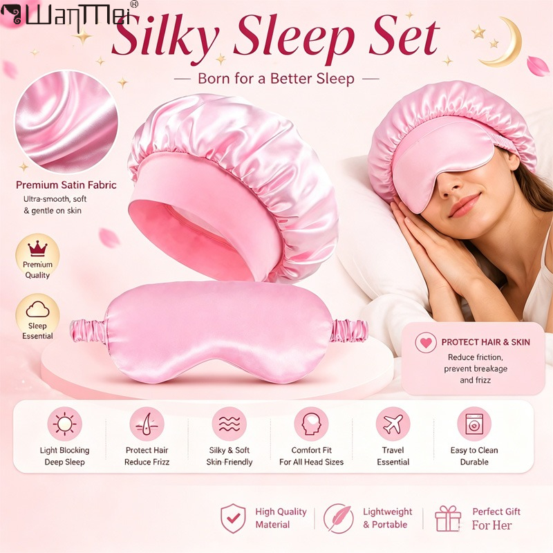    Set de Antifaz de Satén pa - Satin Hair Bonnet reseña y precio
